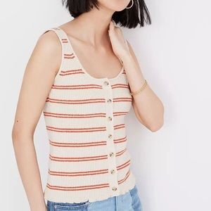 Madewell Cream / Rust Kingston Button-Front Striped Sweater Tank